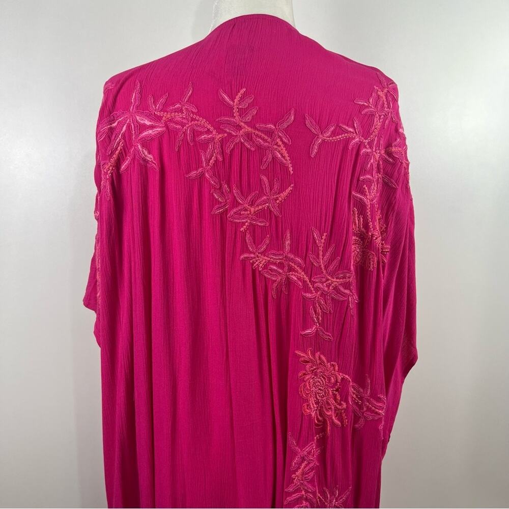 Chico's Fuchsia Floral Fringe Wrap - Picture 12 of 16